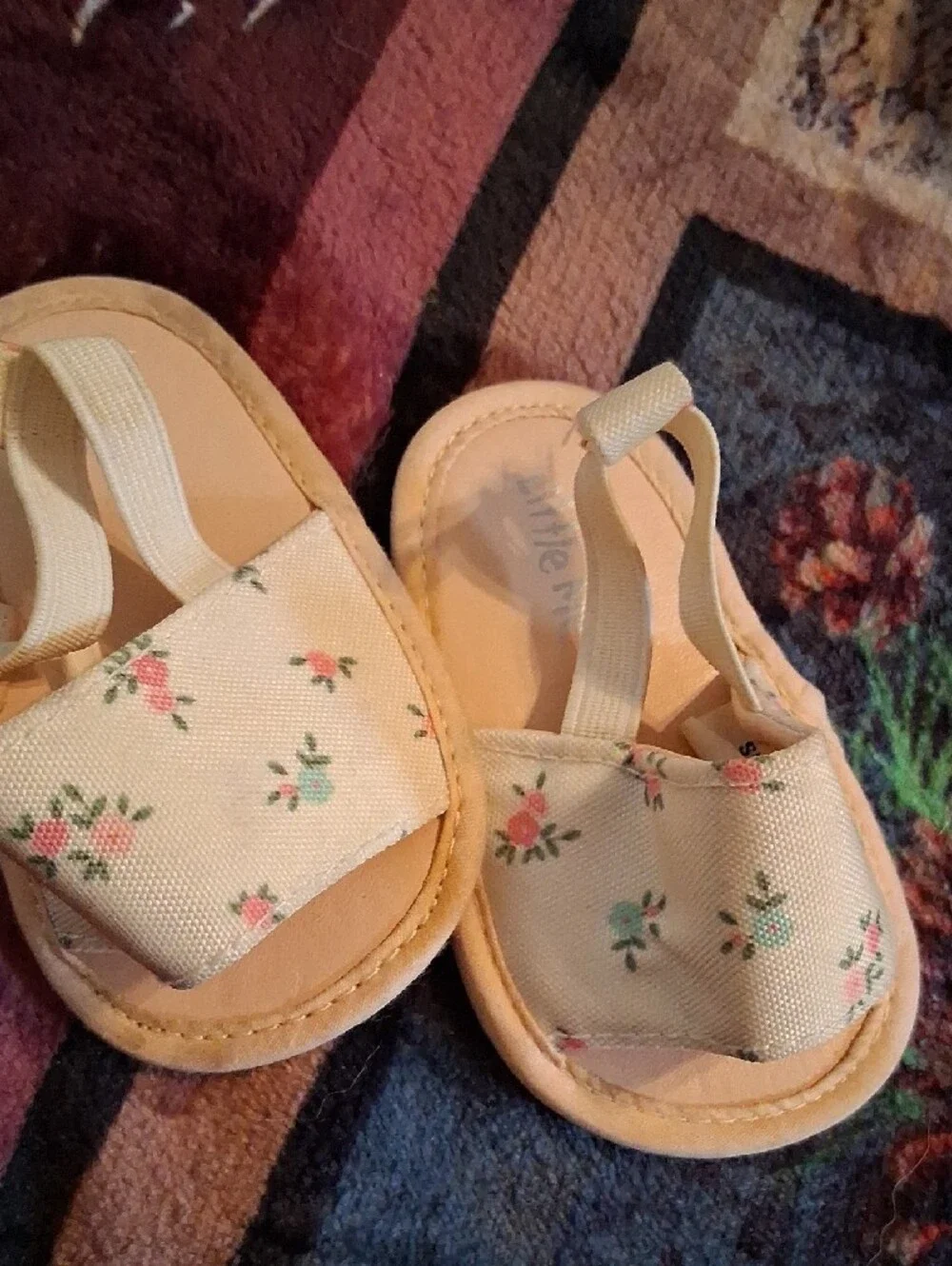 Toddler Red Slip-On Sandals with Button Accent
